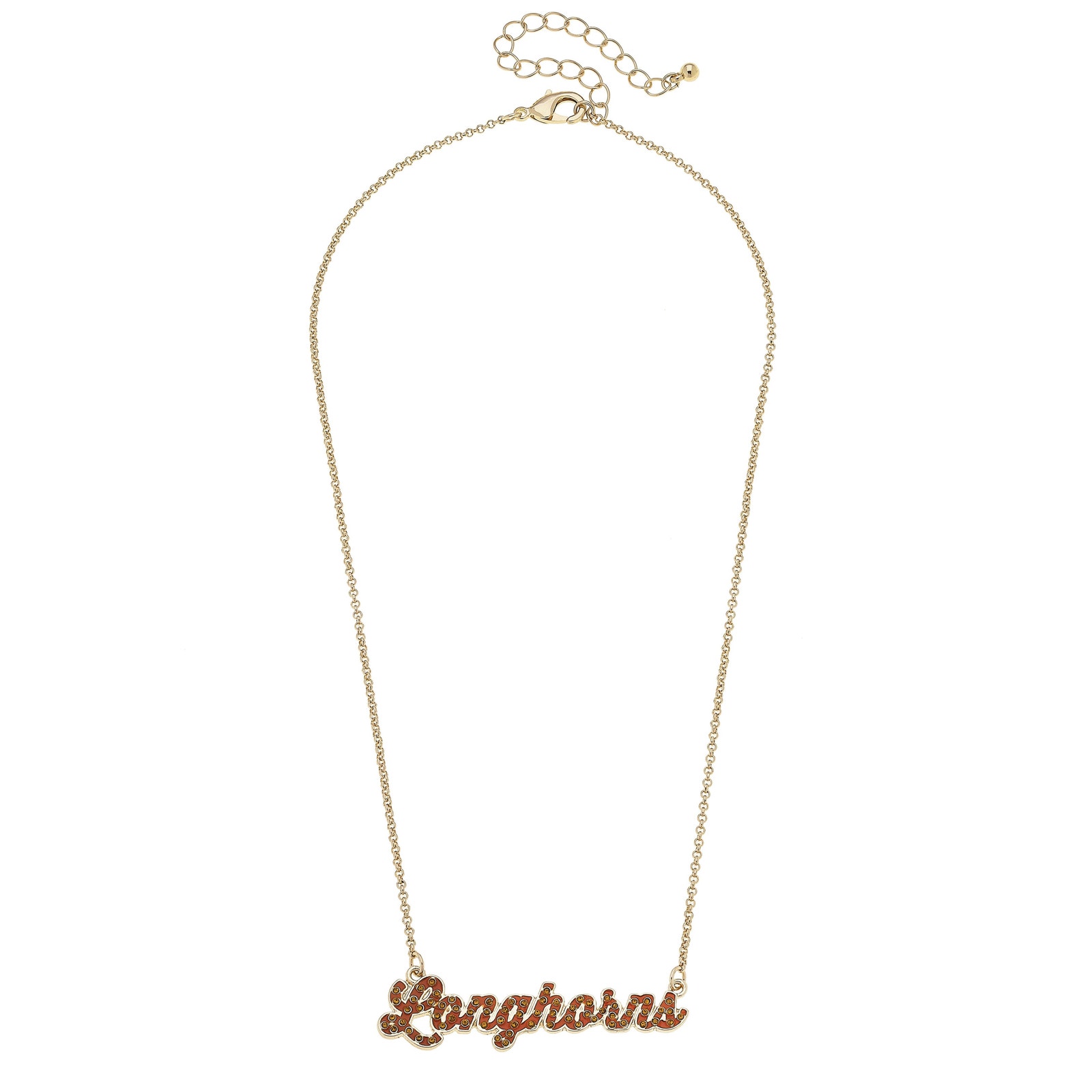 Texas Longhorns Pav Autograph Enamel Necklace Orange Gold